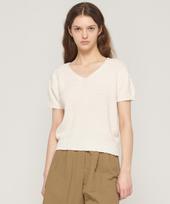 Cargo Bros For Woman Boucle V-Neck Short Sleeve Knit (Ivory) Free