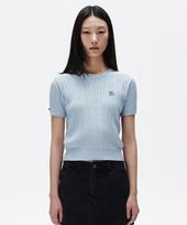 Maha Grid Cable Half Sleeve Knit Light Blue(Mg2Fmfk612A) Light Blue/F