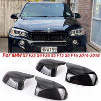 Automobilio automobilio galinio vaizdo šoninio veidrodėlio dangčio apdaila, skirta BMW F25 X3 F26 X4 F15 X5 F16 X6 2014 2015-2018 Ryškiai juoda anglies pluošto stiliaus 1 pair black