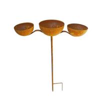 Rusted Garden Rain Catcher Rotatable Bird Water Bowls Freestanding Birdbath Stand  Yard ruda