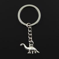 Madingas 30 mm raktų pakabukas Metalinis raktų pakabukas Raktų pakabukas Papuošalai Antikvariniai bronzos sidabro spalvos dengti dinozaurų Brontosaurus 27x12mm pakabukas sidabras