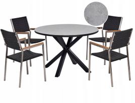 Beliani Lauko baldų komplektas 4 asmenims MALETTO/GROSSETO Technoratanas Marmuro efektas Grey/Black | 525647 Bel | 4255664886187