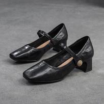 Johnature Mary Janes Batai Retro sekli kulniukai Natūralios odos pompos Elegantiški moteriški batai 35