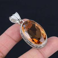 Medaus citrino brangakmenio pakabukas iš vientiso 925 prabos sidabro, papuošalas, dovana unisex
