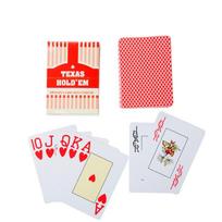 Plastikinės žaidimo kortos Klasikinės Paprastos Texas Hold'em Jombo Indeksas Pokerio Žaidimo Kortos, Skirtos Bridge Žaidimo Pramogoms, Geros Kokybės raudona