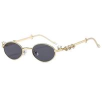 Moteriški pankroko retro sidabriniai akiniai nuo mėlynos šviesos, su cirkonio, nerūdijančio plieno ovaliu rėmeliu, akiniai mergaitei skaitymui pajūryje 1pc beige