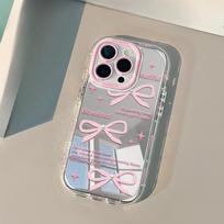 Pink Bow Suitable for IPhone16promax Phone Case Apple 14 Mirror Cream 12 Creative 11/15 Apple 6