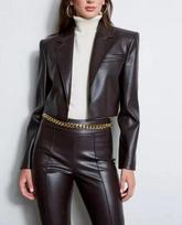 Button Party Wear Classic Stylish Women Blazer Real Lambskin Leather Brown Genuine S ruda