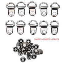 100 Sets Shoelace Hook DRing Eyelet Buckle Brass Shoe Leather Bag DIY Rivet Tool Black 9x14mm