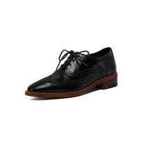 2024 New Spring/Autumn Women Shoes Oxford for Woman Genuine Leather Flats Brogues Vintage Lace Up Casual Brown Shoes for Girls 4 juoda