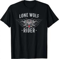 Lone Wolf Rider - Motorcycle Chopper Biker Motorbike T-Shirt S juoda