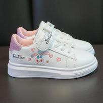 Fashion Girls' Cartoon Printing White Sneakers Spring Autumn Kids Anti-skid Sports Skate Shoes Thick Soles High Height Children's Flats 26 rožinė