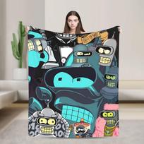 Bendered Save the Planet Kill All Humans Blankets Cartoon Fuzzy Funny Breathable Throw Blanket for Home Spring Autumn Travel 30x40in