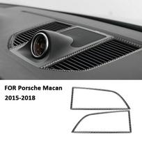 For Porsche Macan 2015-2018 Carbon Fiber Car trument Screen Left Right Air Outlet Trim Frame Interior Decoration Sticker juoda