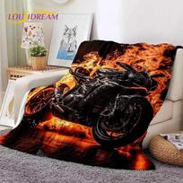 Motokroso Modernus retro Motociklo Minkštas flanelinis pledas lovai miegamajam sofai piknikui, Mesti pledą uždangai lauke laisvalaikiui Dovanai 75x90cm