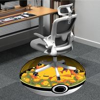 1pc Pikachu, Pokeball Chair Carpet for Office, Indoor Non Slip Washable Polyester Fiber Carpet, Mat For Office, Machine Washable 80cm
