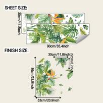 Colorful Tropical Plant Leaves Flowers Wall Sticker Removable Waterproof Self-Adhesive Home Wall Decor 3090cm2pcsfunc169 beige