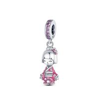 Cute Pink Kimono Girl Bead Charms copper Authentic Bead Charms Compatible With Authentic Charm Bead Charms Bracelets Bead Charms Jewellery Gifts for W
