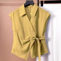 2026 Summer Irregular Short-Sleeve Shirt & Wide-Leg Pants Two-Piece Set L (105-115 jin)