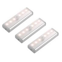 3pcs Intelligent Human Body Sensor USB Charging Wall-mounted Closet Lamp Cabinet Lighting Control LED Wardrobe Lamp Corridor Night Light 3PCS Cool White