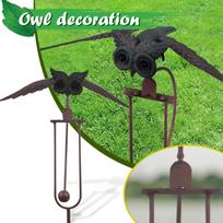 Flapping Metal Brown Gray Owl Yard Stake Rocking Wind Whirly-Gig Garden Art One Size