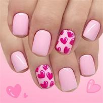 24 Pieces Pink Press On Nail Glossy Square French Manicure Artificial Nail Stick on Nail For Valentine’s Party 1