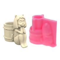 Girl Flower Pot Silicone Resin Mold Epoxy Resin Casting Succulent Pot Mould 1