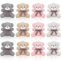 12-100Pcs Plush Bear Stuffed Animal Bulk Mini Bear Keychain For Birthday Baby Shower Party Favor Classroom Gifts (As shown-23893)-12pcs