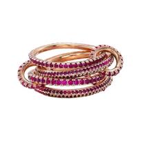 Rose Gold Tone Multilayered Rings For Women Modern Stackable Finger Ring Accessory With Colorful Cubic Zirconia 1 beige
