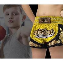 Kids' Shorts - THAI Boxing Kickboxing - Yellow Color - Size 12-14 years - 100% Polyester Satin M geltona