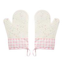 2Pcs Silicone Oven Mitts Heat Resistant Kitchen Gloves Thick Non-Slip Microwave Mitts for Baking Grilling Comfortable Cooking Gloves rožinė