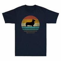 Corgi Dog Retro Vintage Sunset 60s 70s Style Funny Dog Lovers Gift Men's T-Shirt S