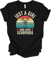 Just A Girl Who Loves Scorpions Shirt Scorpion Lover Gift Cute Retro Sunset Tee S