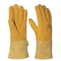 TIG Welding Gloves, Hand Feel MIG Golden Yellow Deer Two-Layer Leather Mid-Sleeve Style XL 1 Pair Ultra-Sensitive Deer Leather TIG Welding Gloves