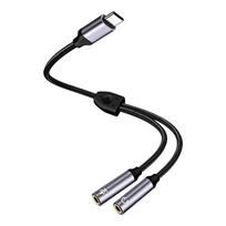 Type C to Double 3.5mm Female Sound Adapters Cable Sound Transmission Durability Nylon Texture Splitter Cable for Music 1