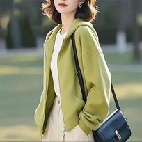 JOHLIN DREAM Loose Fit Long Sleeve Cardigan Sweatshirt 2XL laimo žalia spalva