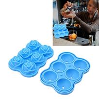 6 Cubes Silicone Ice Cube Mold Easy Release Ice Making Accessory Rose Ice Cube Tray  Restaurant mėlyna
