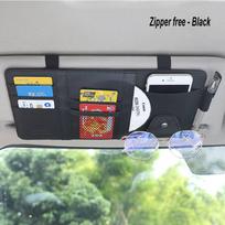 Car Sun Visor Organizer Multi-pocket Zipper Auto Truck SUV Storage Pouch Bills Pen Card Glasses Holder Car Accessories Gadget