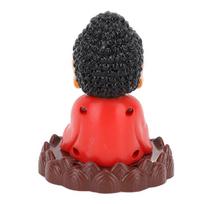 Yellow  Red  Gold Solar Nodding Buddha Desktop Ornament  Car Interior Dashboard Display raudona