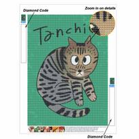 Diamond Art Painting Kits for Beginners CartoonTabby Full Drill 5D Rhinestone Craft Home Decor Birthday Gift Wall Art Round 20x30cm
