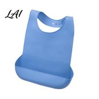 Adult Silicone Bibs Bib with Deepened Food Catcher Design 6-level Adjustable Stain Resistant Buckle Neck Waterproof Washable Soft for Elderly M mėlyna