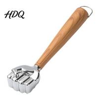 Ergonomic Kitchen Tool Meat Tenderizer Hammer with Wooden Handle Non-Slip Grip Stainless Comfortable Mallet Steel Fist-Shaped Mallet for Steak Pork