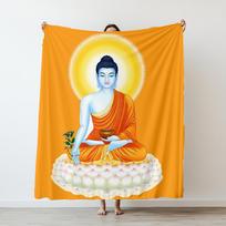 Buddha Sakyamuni Buddhism Thin Printed blanket Camping Throw Bed Sofa Office Air Conditioning Soft Leisure Blankets Size: 75*100cm, Weight: 230 GSM