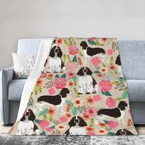 English Springer Spaniel Throw Blanket Luxury Throw Blanket Ultra-Soft Micro Fleece Blanket Perfect for Fall Winter and Spring Size: 75*100cm, Weight: 230 GSM