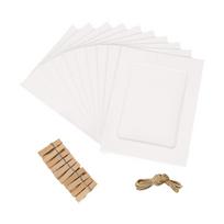 10pcs Mixed Pack Photo Frames with Clips Diy Kraft Paper 5inch Picture Frames Hanging Wall Photos Album Party Home Decoration (White,6 inch) balta