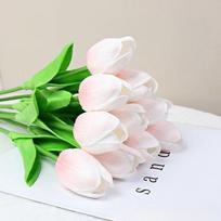 1/5/10PCS PU Tulip Artificial Flower Real Touch Bouquet Fake Flower for Wedding Birthday Party Home Garden Decoration (Light Pink,1PC) šviesiai rausvos spalvos