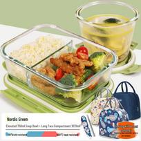 Youluo Glass Microwaveable Divided Bento Box
