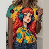 Facial Pop Art 3D Print Women's T-Shirts Summer Casual Short Sleeve T Shirt Round Neck Tees Harajuku Y2K Tops Female Clothing S