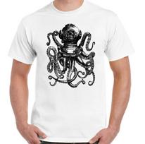 SCUBA DIVING T-SHIRT Mens Octopus Deep Sea Diver Dive Mask Flippers Tank Kit TOP XXXL black