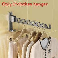 Space Aluminum Wall Mount Folding Clothes Drying Rack With Telescopic Single Bar For Bathroom And Balcony pilka spalva